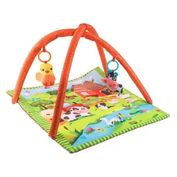 Dyshek aktiviteti argëtues për bebe me 2 lodra ferme të lëvizshme 60x76.5cm