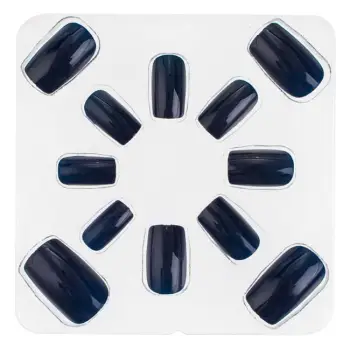 Set i thonjve artificialë me ngjitës blu të errët, me formë katrore dhe majë të rrumbullakosur - 12 copë.