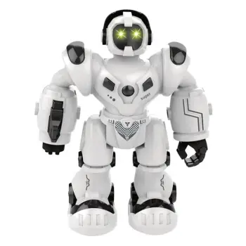 Robot hapësinor i bardhë me bateri me tinguj të lehtë dhe lëvizje 20cm
