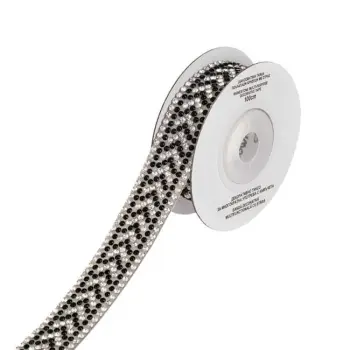 Shirit ngjitës për shumë qëllime me diamant të rremë argjendi dhe të zi 1mx1.6cm