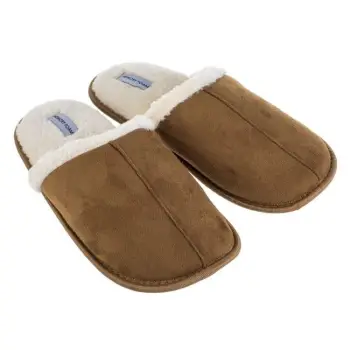 Pantofla dimri për burra ngjyrë kafe me thembër të butë krem. 43-44