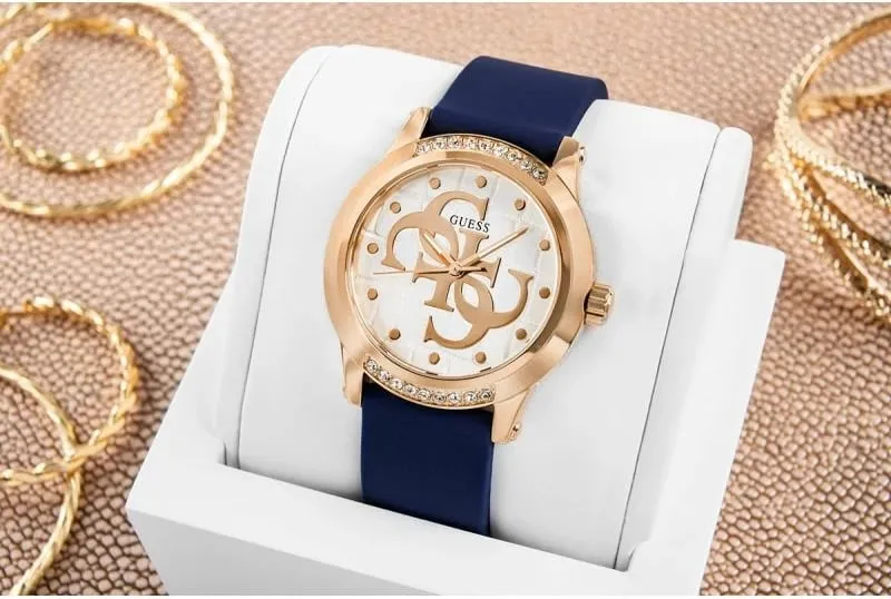 Orë dore Guess për femra, navy blue - 5