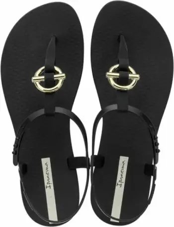 Sandale flip-flop për femra Ipanema, të zeza me të arta