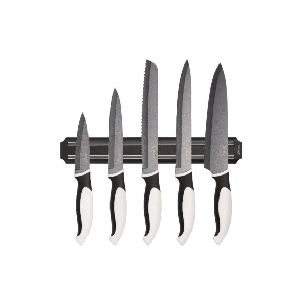 Set Thikë 5 copë dhe Mbajtëse magnetike e thikave, Lamart LT2157, e zezë/bardhë - 1