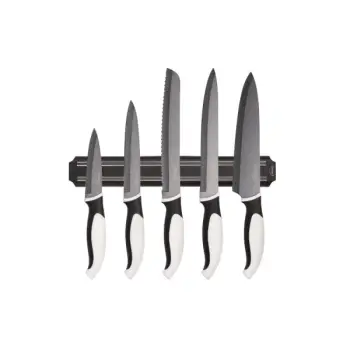 Set Thikë 5 copë dhe Mbajtëse magnetike e thikave, Lamart LT2157, e zezë/bardhë