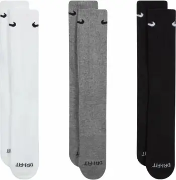 Çorape Nike unisex, të bardha/gri/zeza