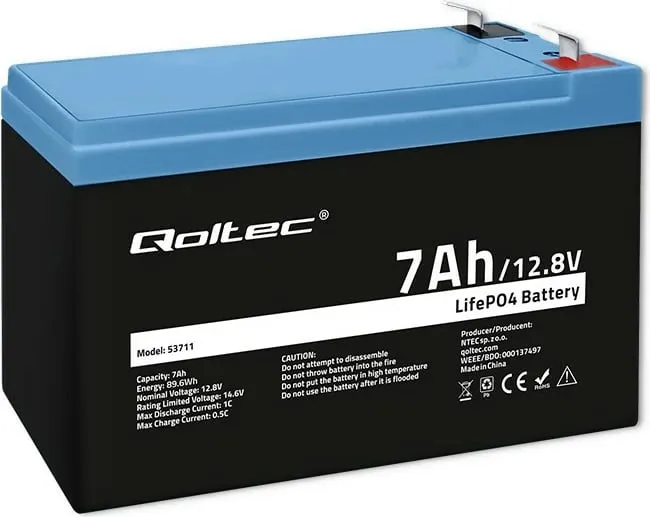 Bateri LiFePO4, 12.8V, 7Ah, me BMS - 1