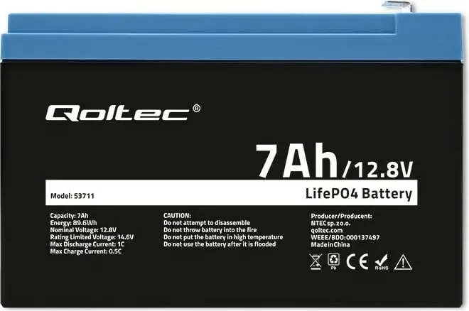 Bateri LiFePO4, 12.8V, 7Ah, me BMS - 3