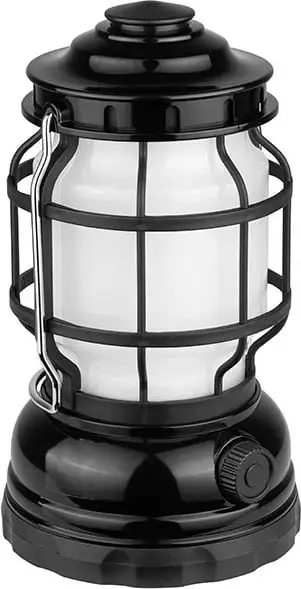 Lampë kampingu Tracer Retro, 200 lumen, me bateri AA, e zezë