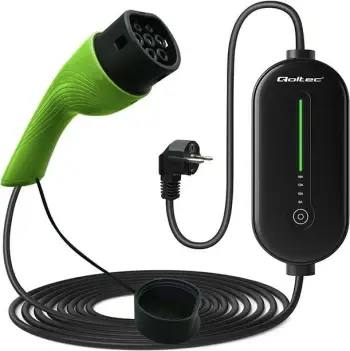 Karikues mobil për vetura elektrike Qoltec 52434, Type 2, 3.5 kW, kabllo 5 m, me ekran LCD