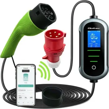 Karikues mobil për makina elektrike Qoltec EV 2in1, Type 2, 11kW, Wi Fi