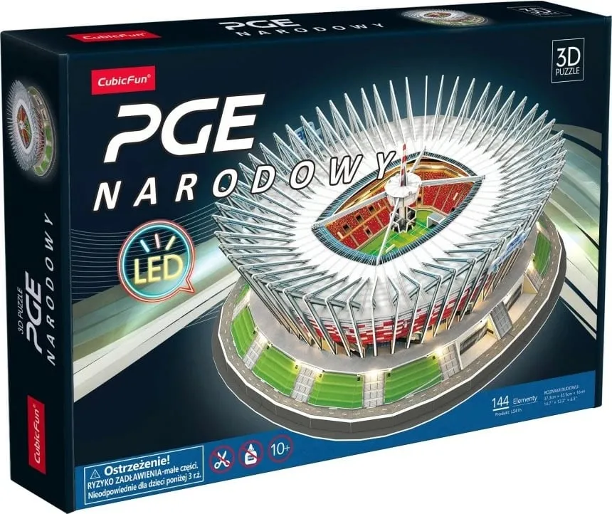 Puzzle 3D Cubicfun PGE Narodowy, 144 pjesë, me LED - 1