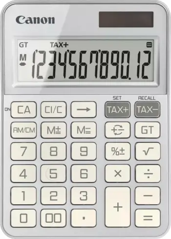 Kalkulator shkencor Canon KS-125KB-SL, ekran i madh i pjerrët, energji diellore dhe bateri, gri