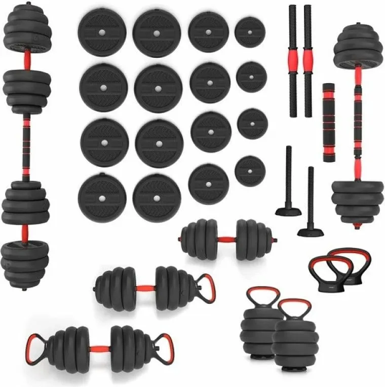 Set peshash HMS SGN140 6 në 1, 40kg, barbell hantela kettlebell, i zi - 1