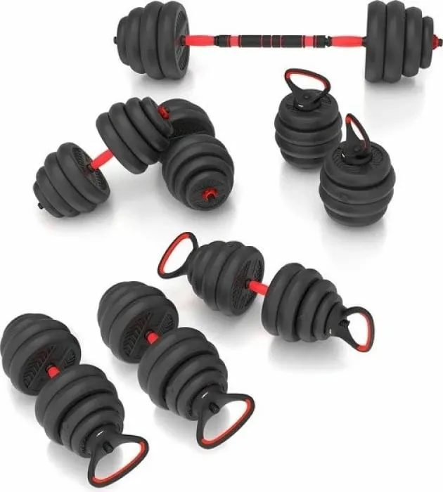 Set peshash HMS SGN140 6 në 1, 40kg, barbell hantela kettlebell, i zi - 3