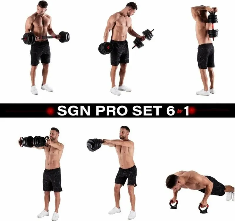Set peshash HMS SGN140 6 në 1, 40kg, barbell hantela kettlebell, i zi - 6