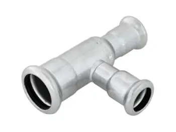 Tee reduktuese çeliku Kan Therm Steel Press, 22x15x15 mm, e galvanizuar