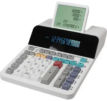 Kalkulator desktop Sharp EL-1901, pa letër, ekran me histori, gri