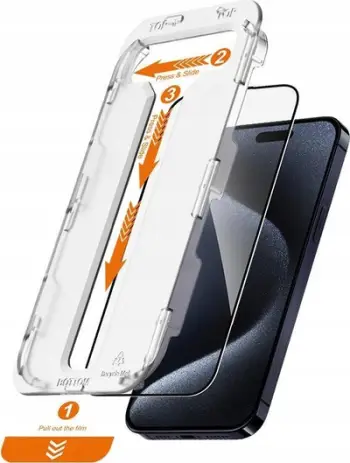 Xham mbrojtës Crong EasyShield për iPhone 15 Pro Max, 2 copë, i zi