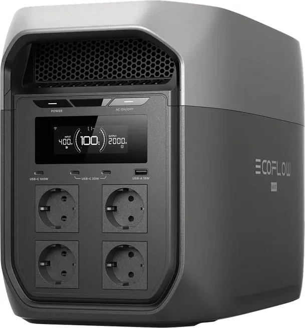 Stacion energjie portativ, EcoFlow DELTA 3 Max 2048 Wh 2400 W 4x AC UPS Wi‑Fi Bluetooth, e zezë/gri - 1