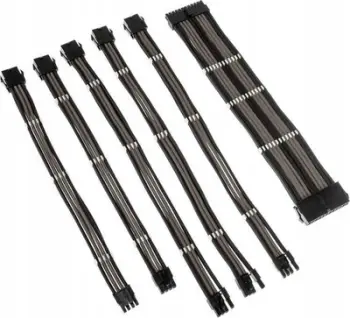 Set kabllo zgjatëse të thurura Kolink Core Adept, 6 copë, për PSU PCIe 5.0, e zezë gri metalike