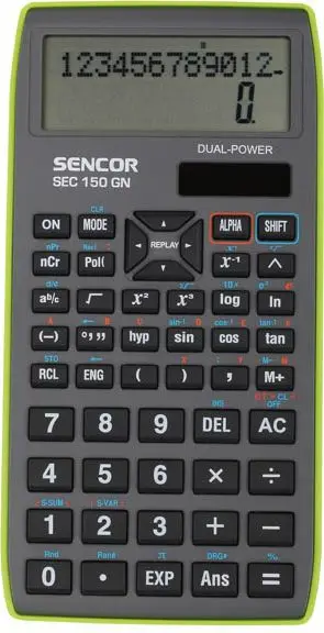 Kalkulator shkencor Sencor SEC 150 GN, ekran me dy rreshta, 12 shifra, jeshil