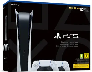 Konzollë PS5 Sony Digital Edition 825GB bardhë + 2 DualSense