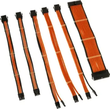 Set kabllosh zgjatës për PC Kolink Core Adept, braided, 6 pjesë, portokalli
