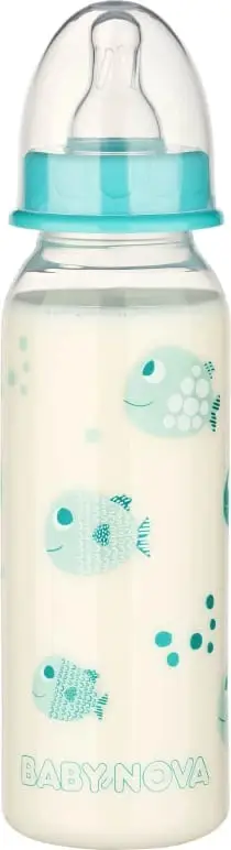 Shishe PP e drejtë me qafë standarde Baby Nova, 240ml