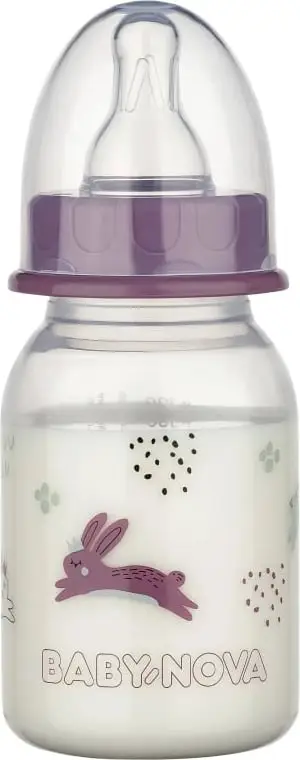 Shishe PP e drejtë me qafë standarde Baby Nova, 120 ml
