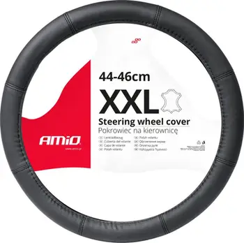 Mbulesë timoni lëkure AMiO, diametër 44-46 cm, e zezë