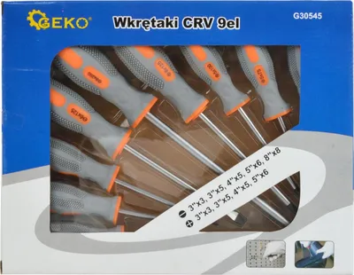 Set kaçavidash GEKO, 9 pjesë, çelik CrV - 1