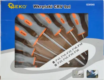 Set kaçavidash GEKO, 9 pjesë, çelik CrV