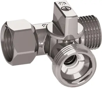 Tee uji me valvul MINI FIV, 1/2" x 1/2", dalje 3/4", krom i argjendtë