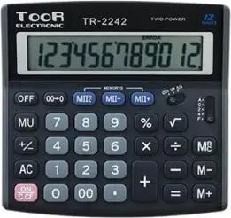 Kalkulator tavoline Toor Electronic TR-2242, 12 shifra, solar dhe bateri, gri