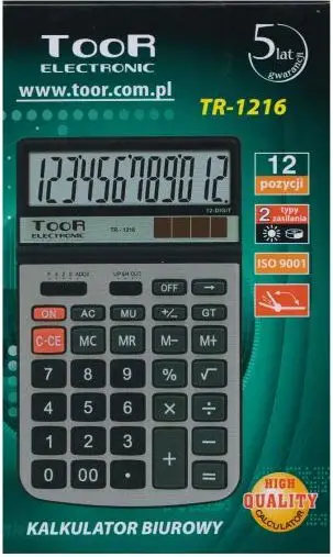 Kalkulator tavoline Toor TR-1216, elektronik, 12 shifra, gri