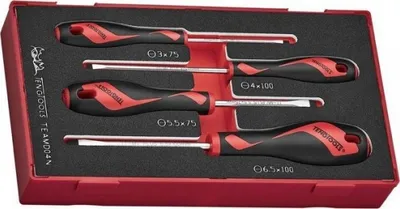 Set kaçavidash të drejta Teng Tools TEAMD04N, 4 copë, majë magnetike, me shkumë EVA - 1