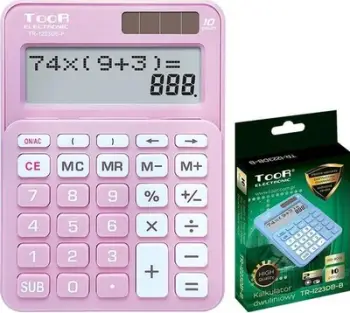 Kalkulator Toor TR-1223DB-P, 10 shifra, ekran dual-line, gri