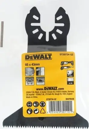 Teh për multi-vegël DeWalt DT20734 Fastcut Wide Wood, 65mm, për dru gipskarton dhe PVC