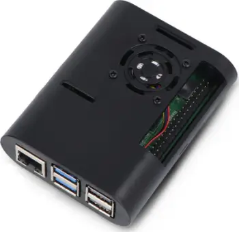 Kuti për Raspberry Pi 5 me ventilator, me heatsink, ABS, e zezë