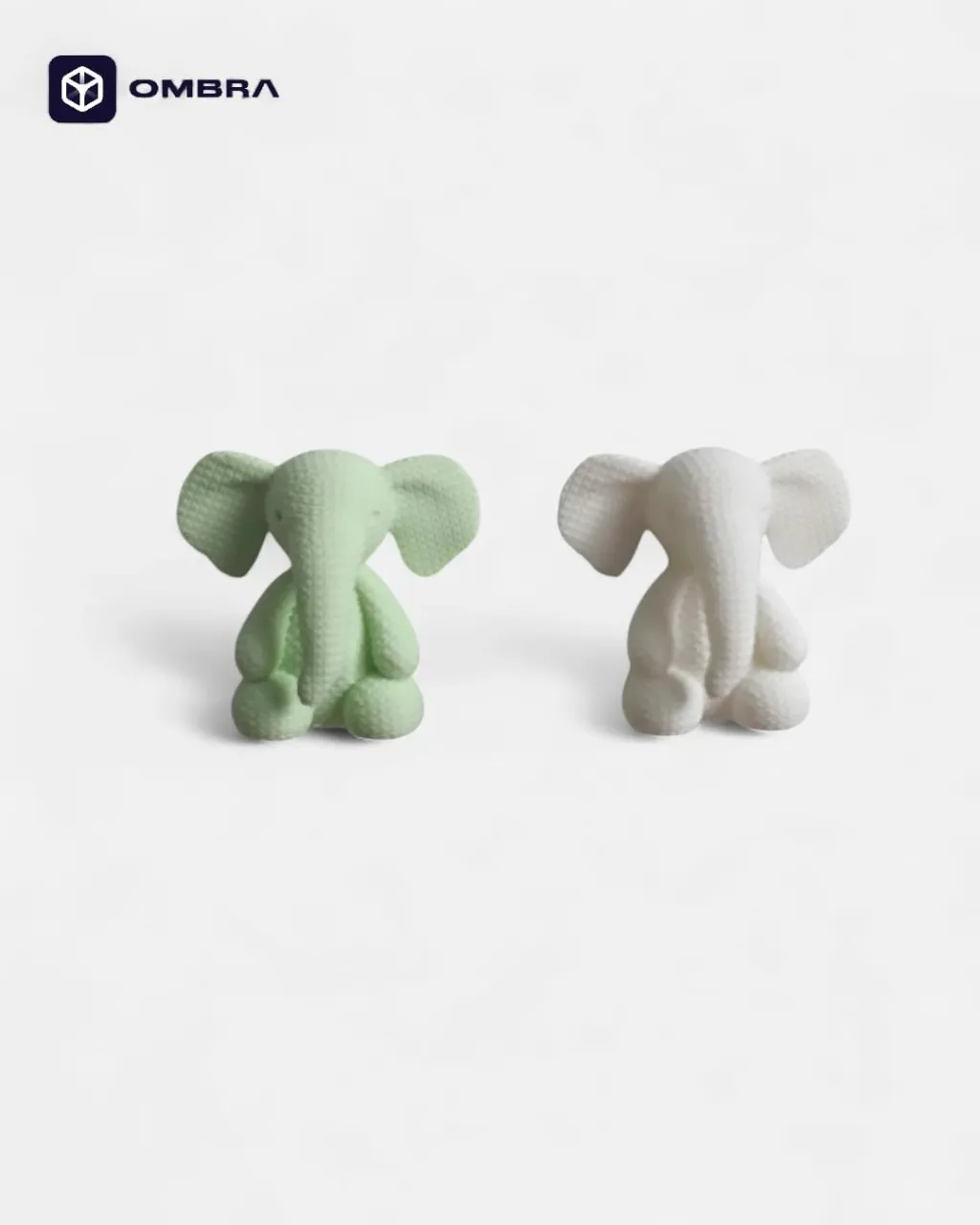 Knitted Elephant Fridge Magnet SET - e bardhe, e gjelbert - 1