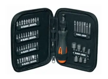 Set kaçavidë ratchet Black&amp;Decker A7104, 56 copë, me bita, portokalli