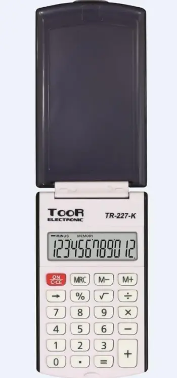 Kalkulator xhepi Toor Electronic TR-227, ekran 12 shifror, me kapak mbrojtës