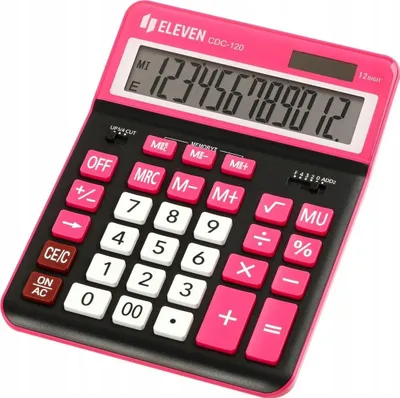 Kalkulator zyre Eleven CDC120BK-RD, ekran i madh, i zi kuqe - 1