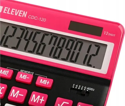 Kalkulator zyre Eleven CDC120BK-RD, ekran i madh, i zi kuqe - 3