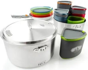 Set kampingu GSI Outdoors Glacier Stainless Camper, 4 persona, çelik inox, shumëngjyrësh