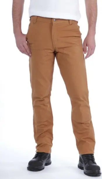 Pantallona pune Carhartt Slim Tapered Rugged Flex Duck, double front, për meshkuj, Carhartt brown