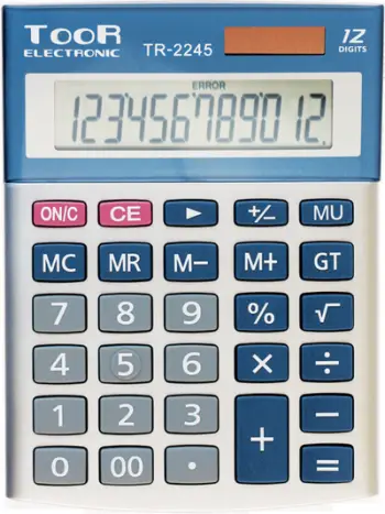 Kalkulator zyre Toor Electronic TR-2245, ekran i madh, butona të mëdhenj, gri