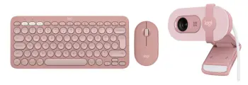 Pinky Perfect Combo (Set Tastierë dhe Maus + Webcam Logitech BRIO 100 - Rozë)