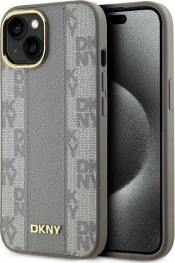 Mbulojë telefoni DKNY DKHMP14SPCPVSLE për iPhone 14 6.1", hardcase lëkurë, kompatibile MagSafe, bezhë